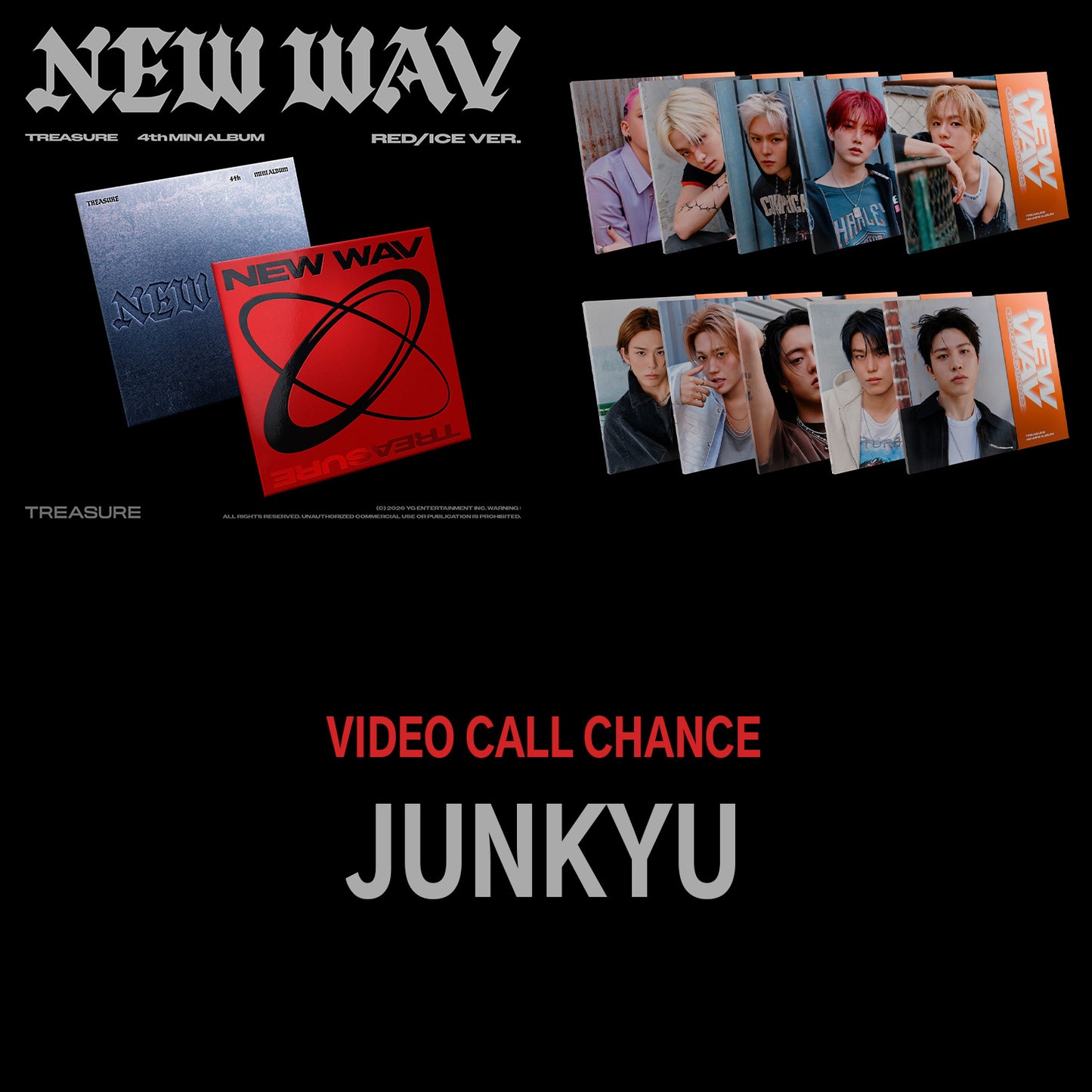 (1:1 VIDEO CALL EVENT) TREASURE - 4th MINI ALBUM [NEW WAV] - JUNKYU