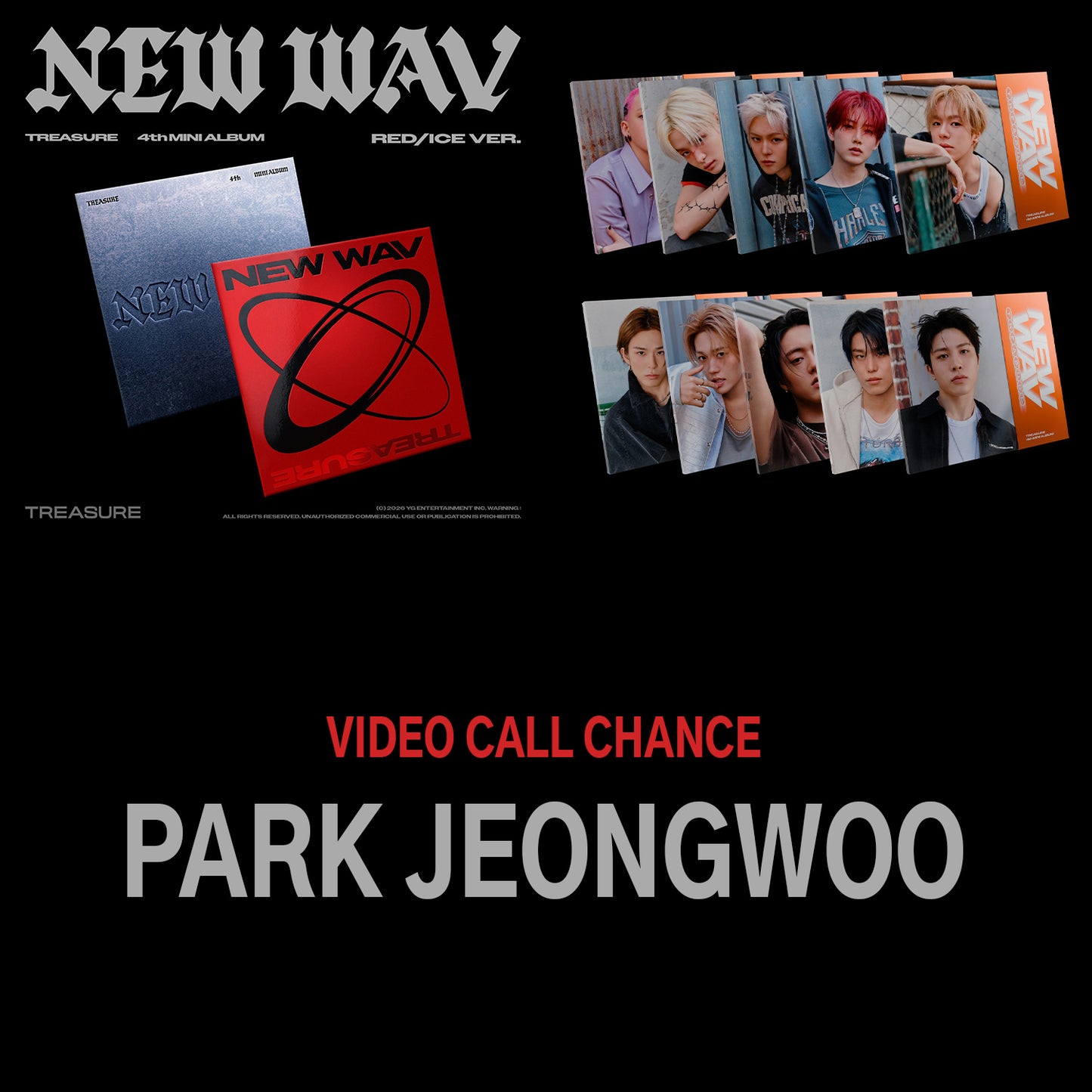 (1:1 VIDEO CALL EVENT) TREASURE - 4th MINI ALBUM [NEW WAV] - PARK JEONGWOO