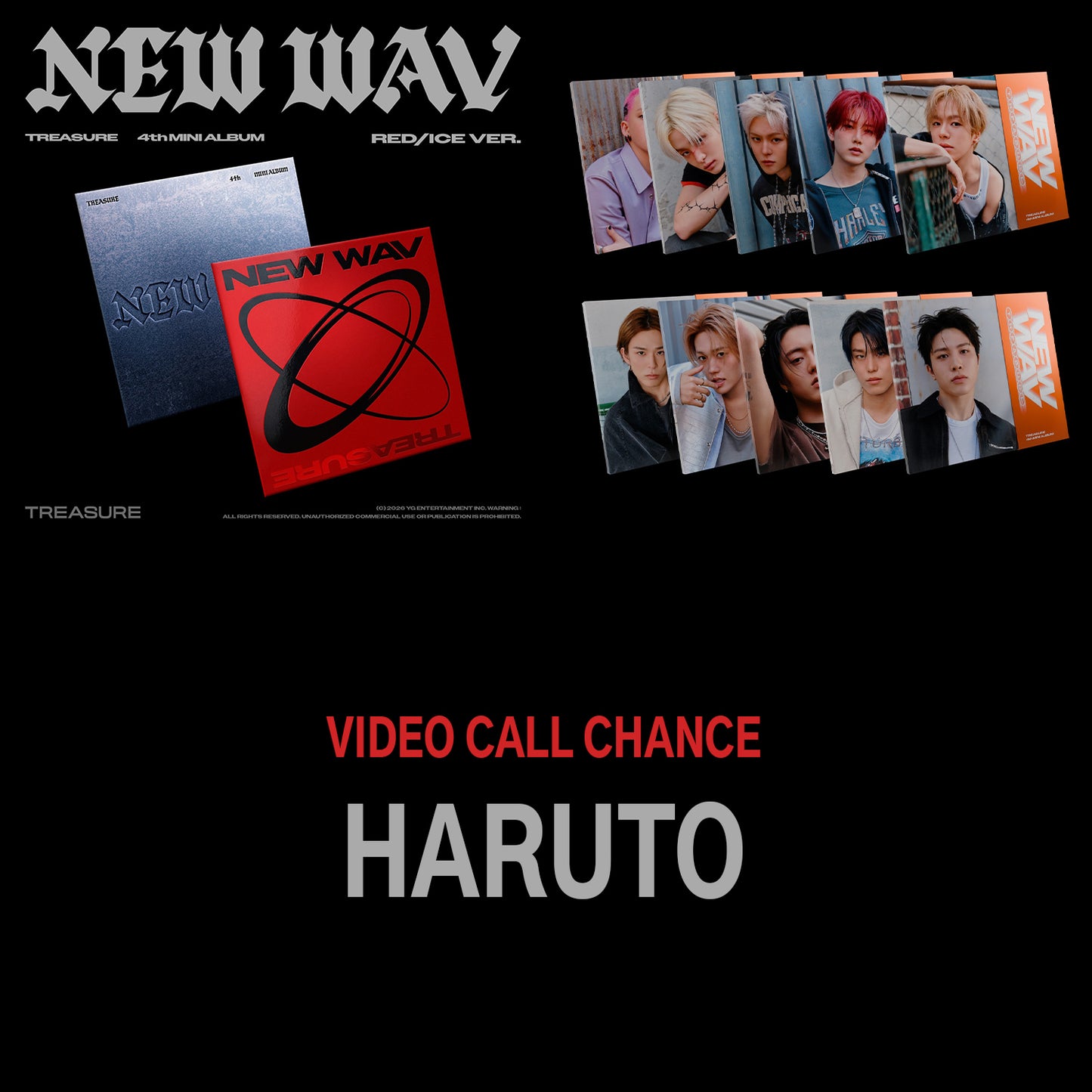 (1:1 VIDEO CALL EVENT) TREASURE - 4th MINI ALBUM [NEW WAV] - HARUTO