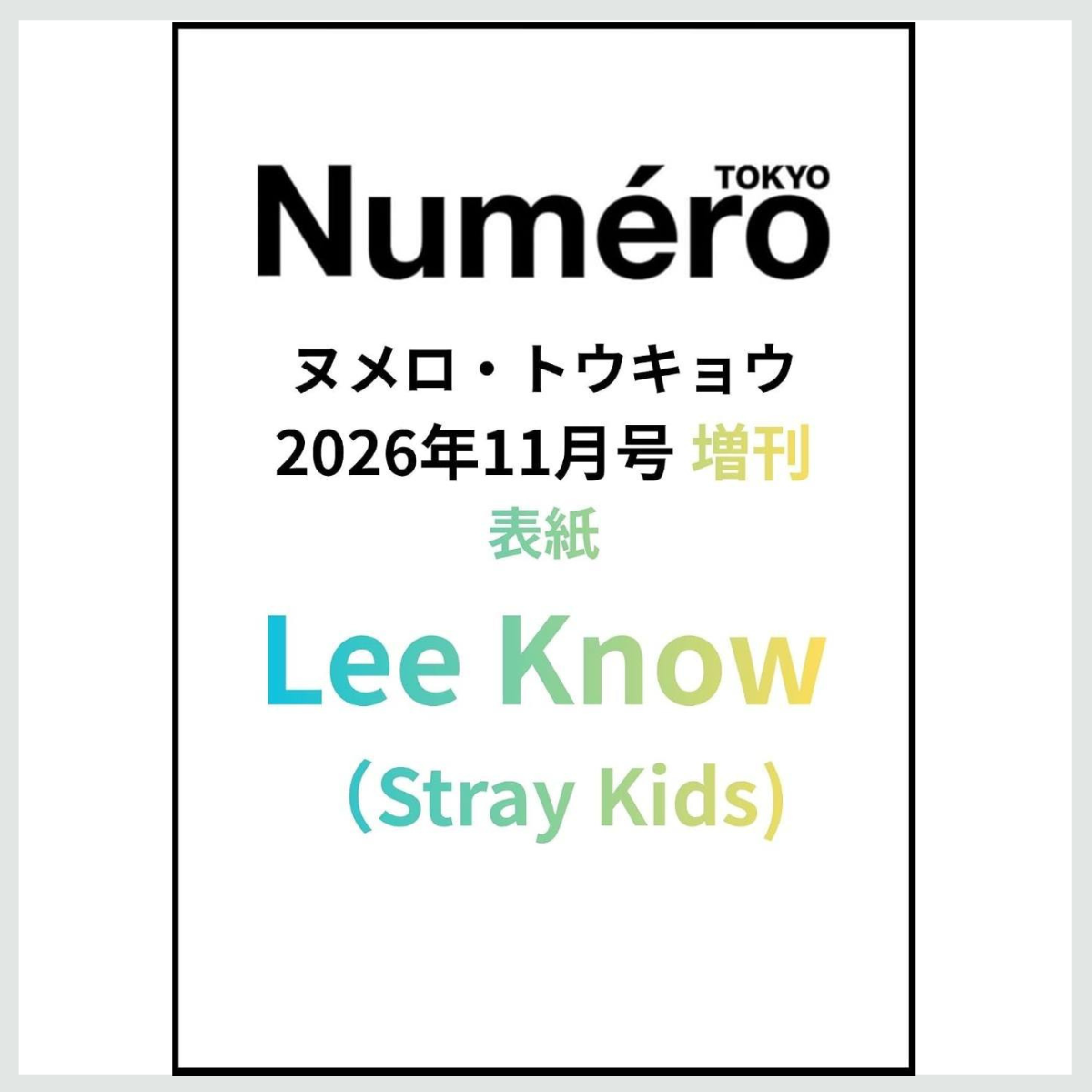 Stray Kids – Numero TOKYO Magazine November 2026 Special Edition – Cover : Lee Know - PREORDINE