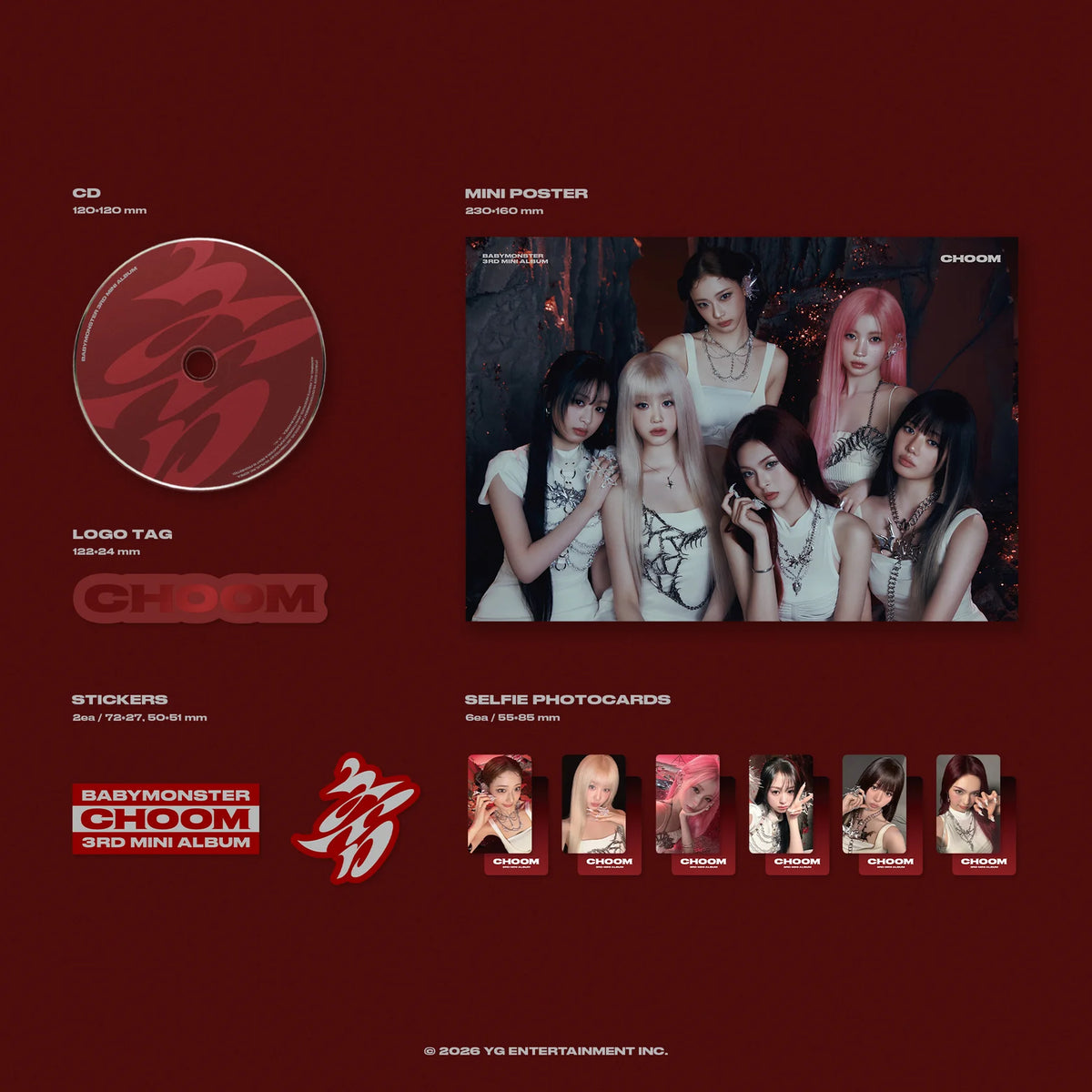 (GROUP VIDEO CALL) BABYMONSTER 3rd MINI ALBUM [춤 (CHOOM)] (Crimson / Metallic / Prism Ver.)“