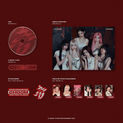 (GROUP VIDEO CALL) BABYMONSTER 3rd MINI ALBUM [춤 (CHOOM)] (Crimson / Metallic / Prism Ver.)“